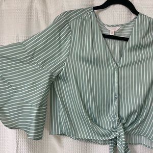 Lauren Conrad Wide Sleeve Button Blouse Shirt